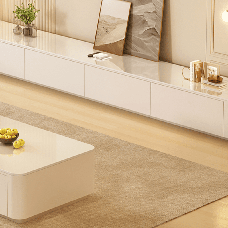 Trendy Grey/White Stone TV Stand with Multiple Drawers and Cable Management - image 10