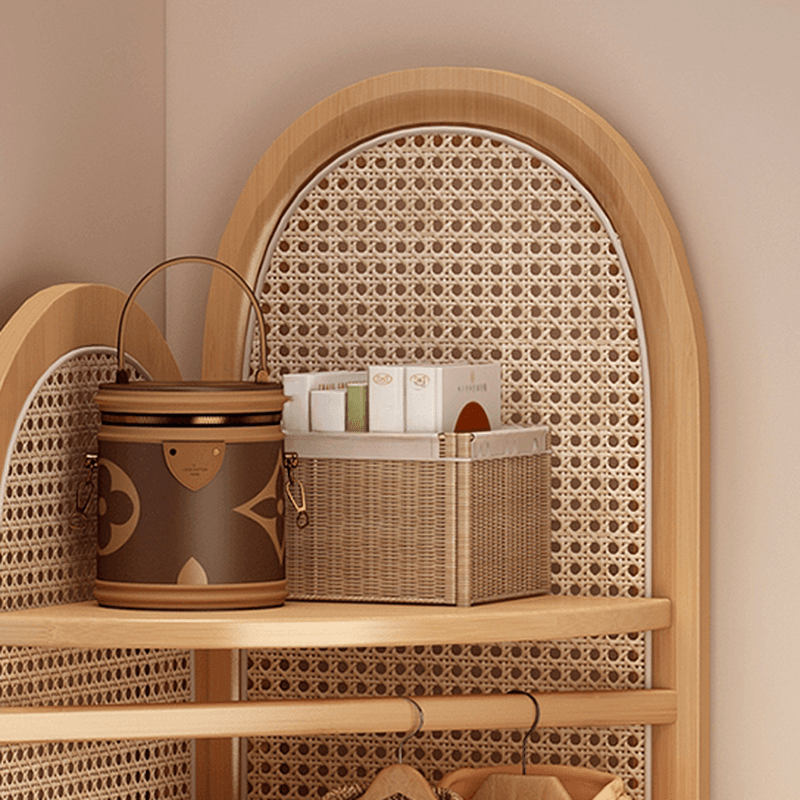 Modern Simple Nook Accent Cabinet with 2 Exterior Shelves, Storage Basket, and Midnight Black/Sepia Top - image 6