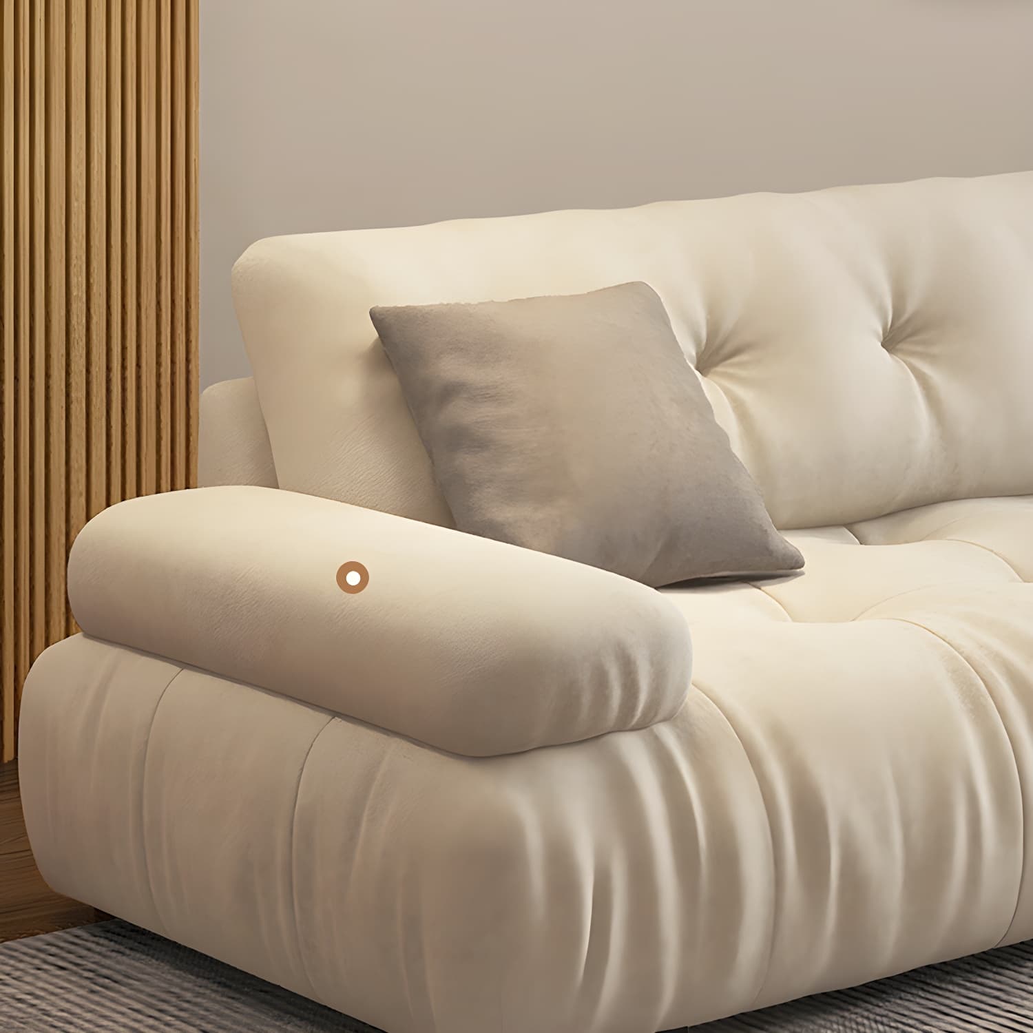 Flannel Upholstered Sectional Sofa in Gray with Scandinavian Wooden Frame - image 11