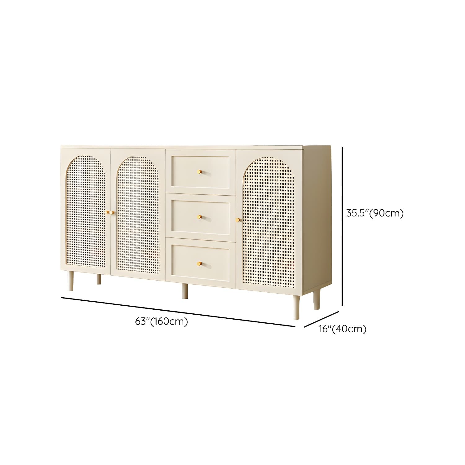 Modern White Engineered Wood Shelves Included Sideboard with Cabinets and Doors - image 16