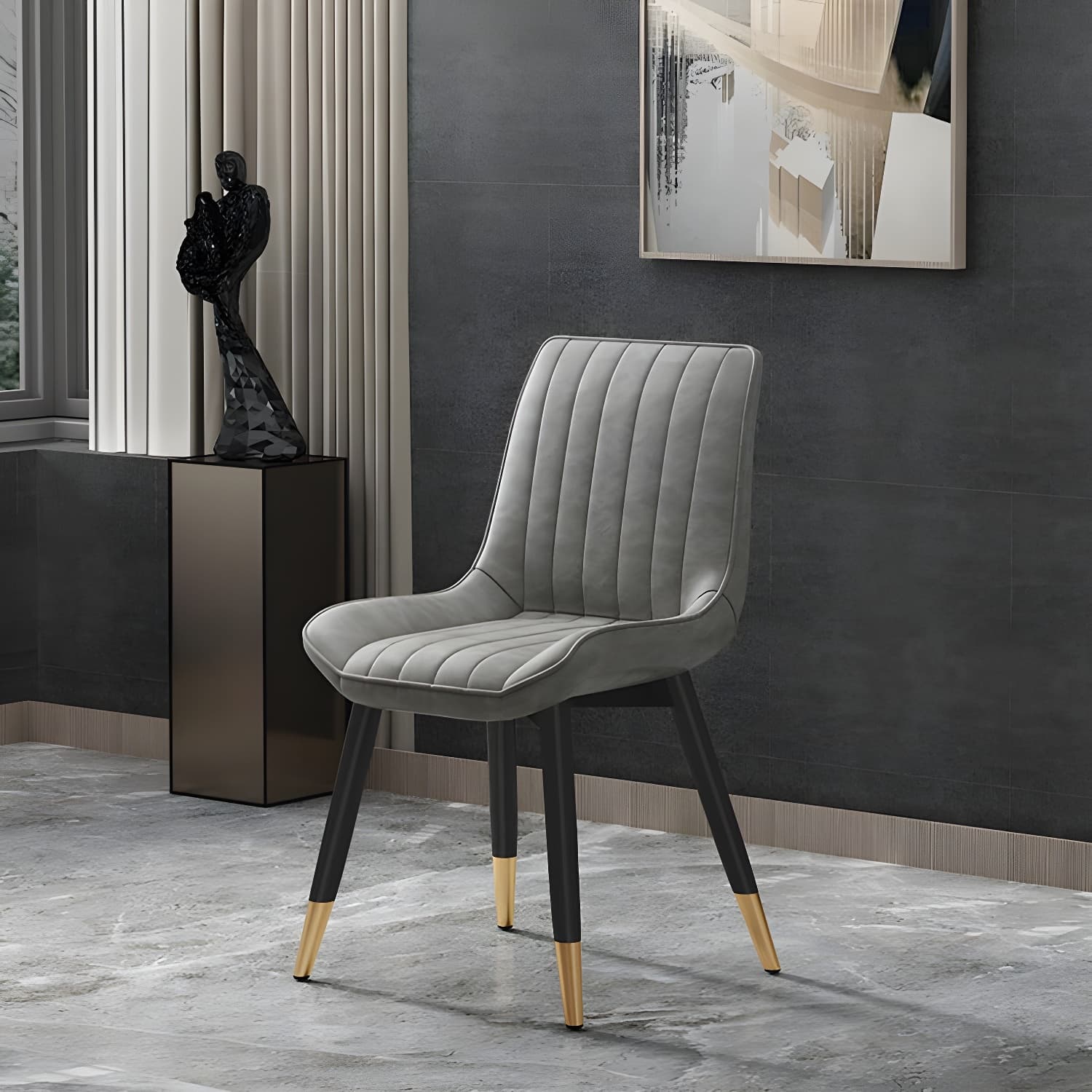 Glam Faux Leather Dining Chair Parsons Chair in Matte Finish for Home - image 8
