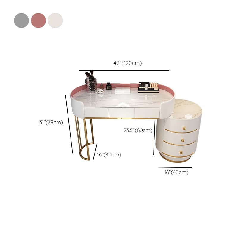 Contemporary Bedroom Metallic Lighted Mirror With Drawer Makeup Vanity Set - image 22