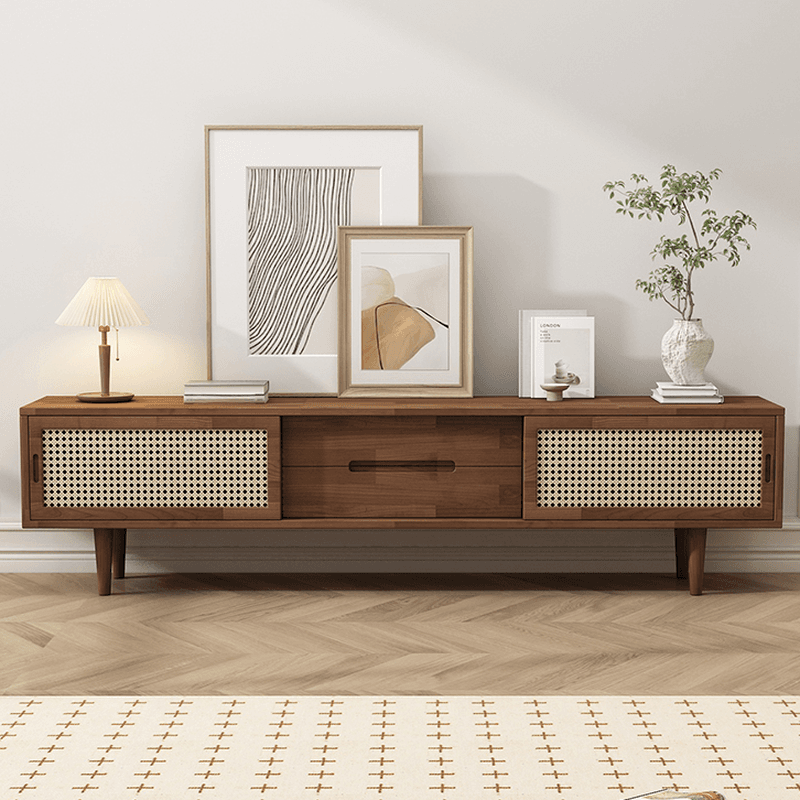 Simplistic Oak Wood TV Stand with 2 Drawers and 2 Cabinets - image 10