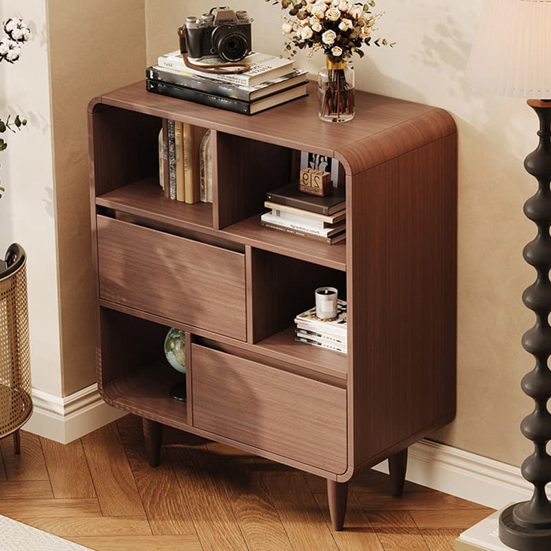 Simple Rectangular Damp-proof Accent Chest with 4 Exterior Shelves, Natural Wood Brown Top, and Soft Close Drawer - image 4