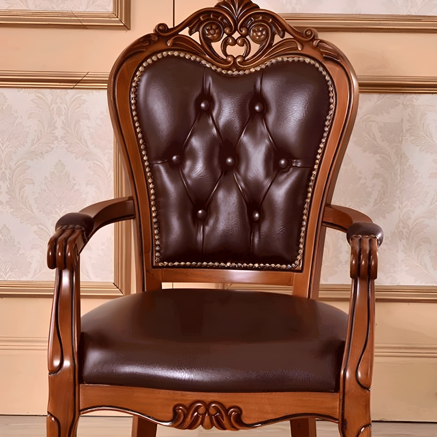 Leather High Back Dining Side Chair Kitchen Side Chair with Solid Wood Legs - image 10