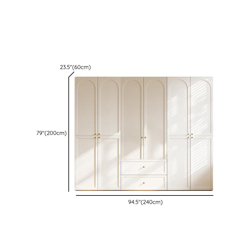 White Minimalist Manufactured Wood Wardrobe Closet with 2 Drawers, Soft Close Door, Interior Shelves, and Clothing Rod - image 15