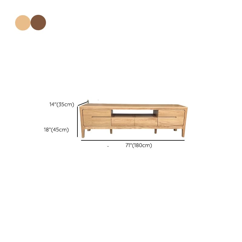 Modern Real Wood TV Stand with Shelf, 2 Drawers, 2 Cabinets, Cable Management, and Visible Storage - image 13