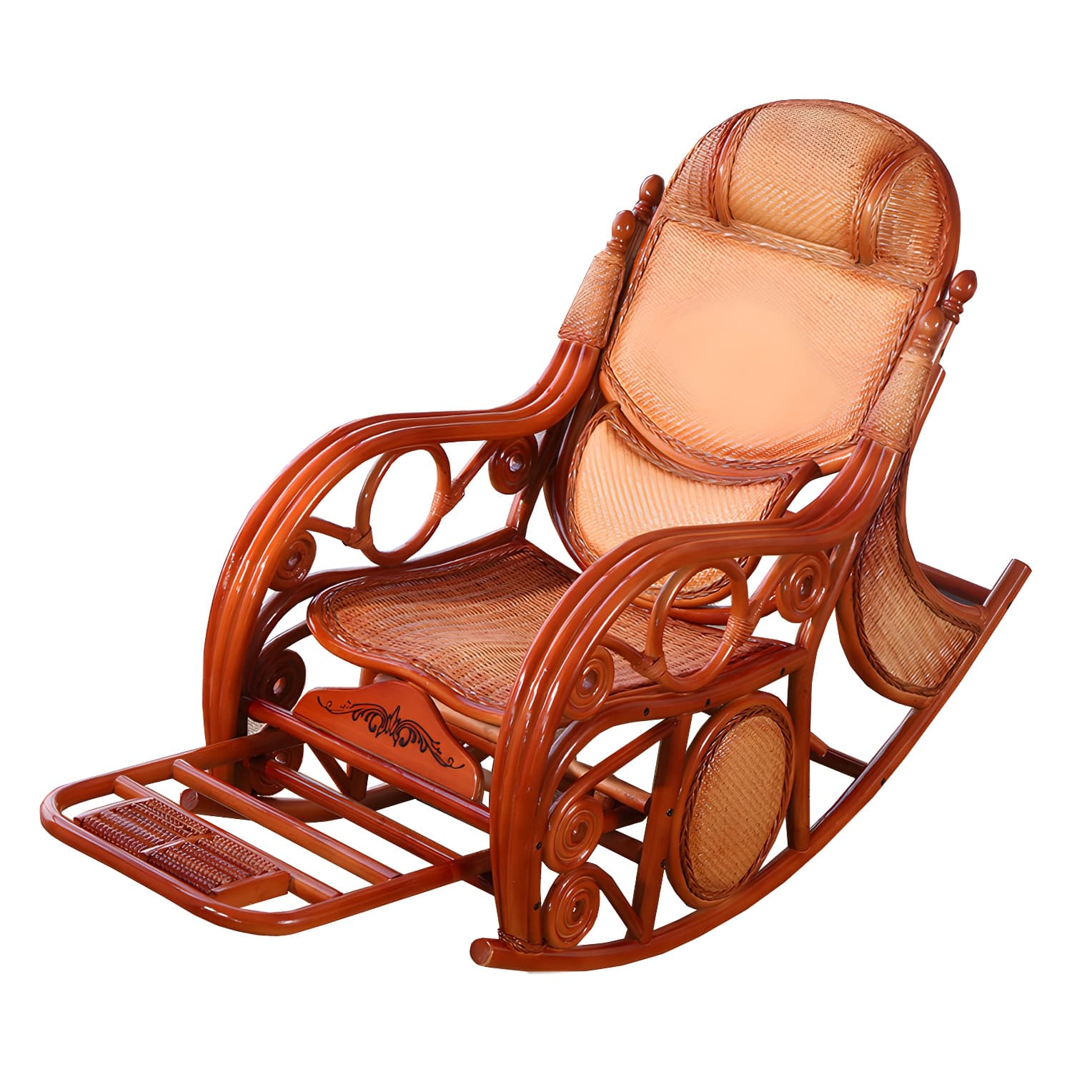 Traditional Rocking Chair Rattan Solid Color Spindle Backrest Indoor Rocking Chair - image 12