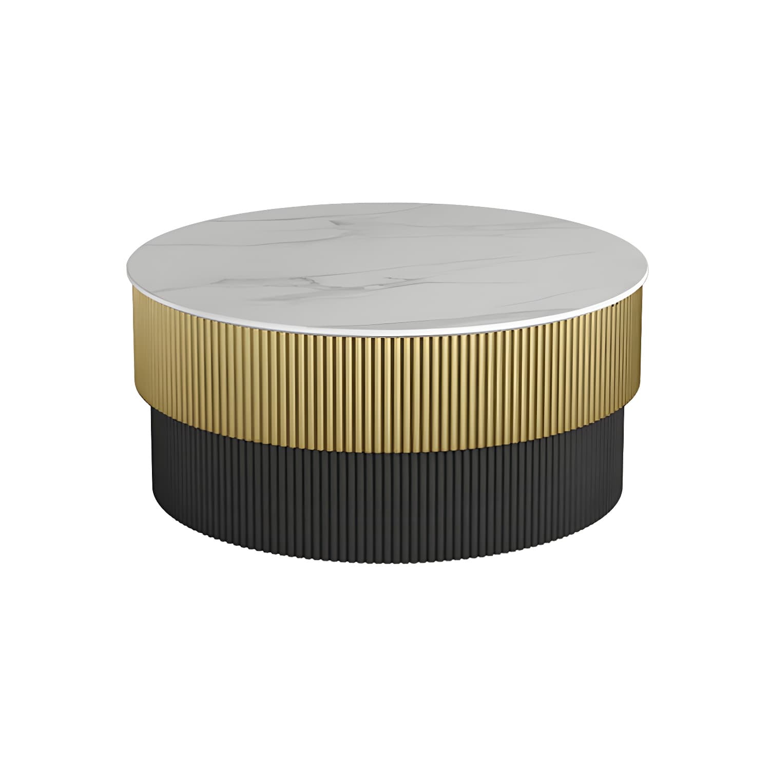 Round Slate Coffee Table Glam Pedestal No Distressing Single Coffee Table - image 9