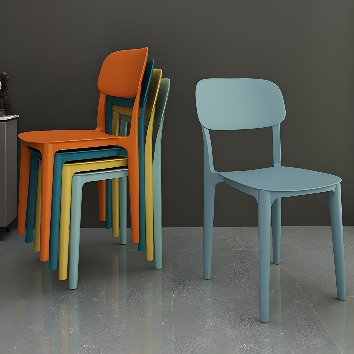 Scandinavian Style Stackable Kitchen&Dining Chair, Plastic and Non-Upholstered - image 13