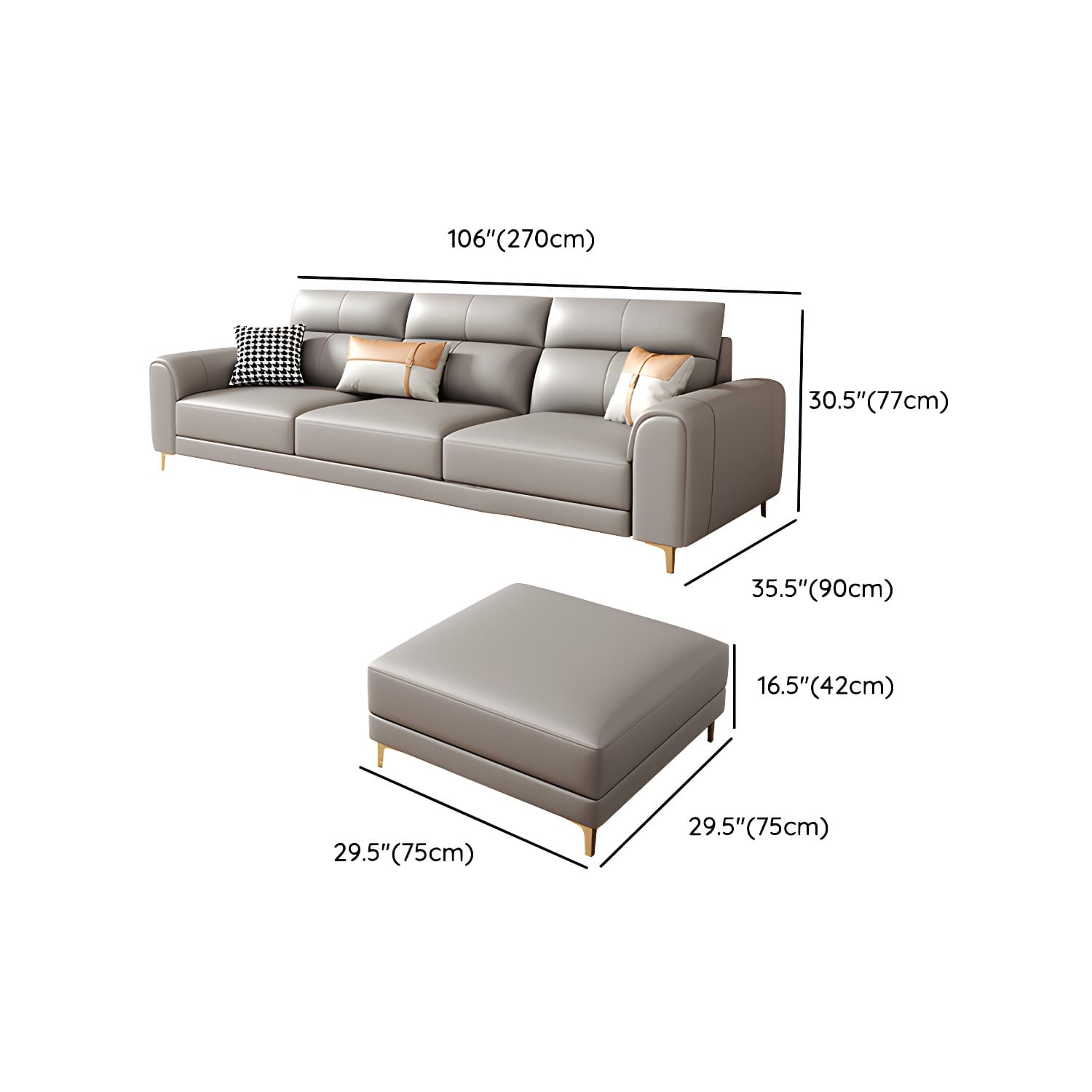 Modern Gray Faux Leather Sectional Sofa with Pillow Top Arms and Wood Frame - image 16