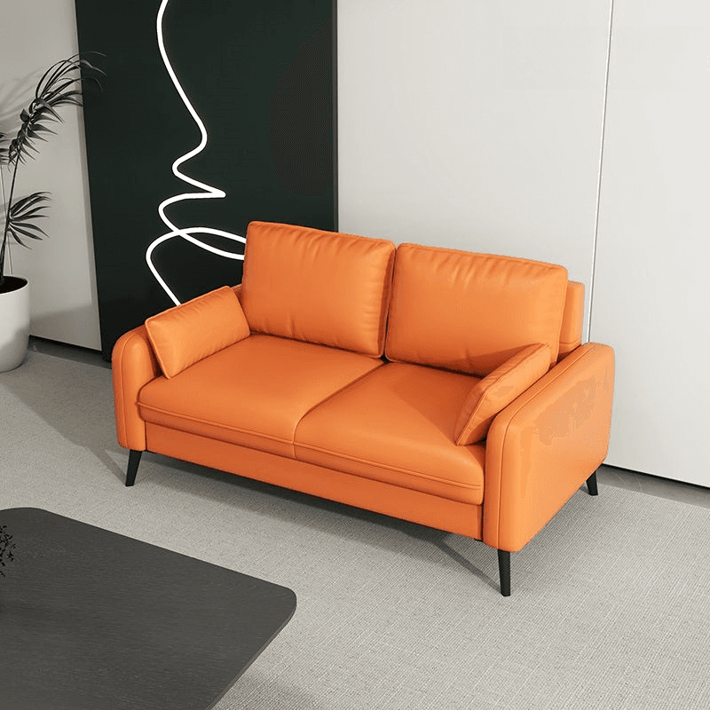 Contemporary Scratch-immune Solid Color Cerulean/Olive Green/Amber Color Loveseat for Seats 2 with Pillow Back and Square Arm - image 7