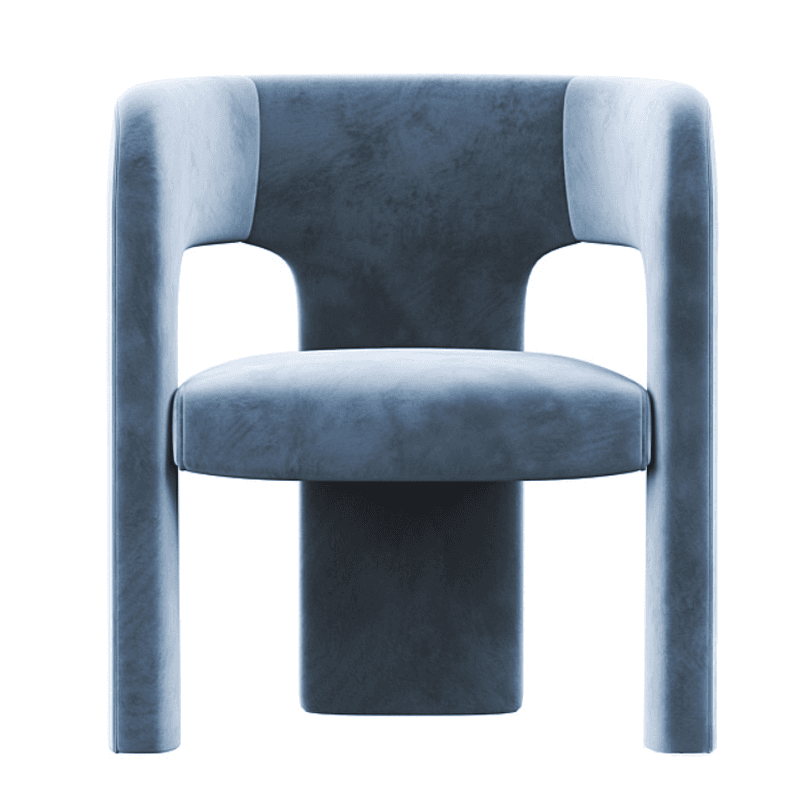 Soft-pile Fabric Upholstered Secure Outlined Arm Chair with Curved Back and Dark Blue/Light Green/Blush Legs in a Nordic Style - image 17