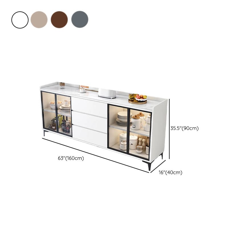Standard/Narrow/Wide Oven Cabinet with 3 Drawers, Cupboard, Cabinets Storage, Sintered Stone Countertop, Glass-panel Door, and Flexible Shelf - image 19