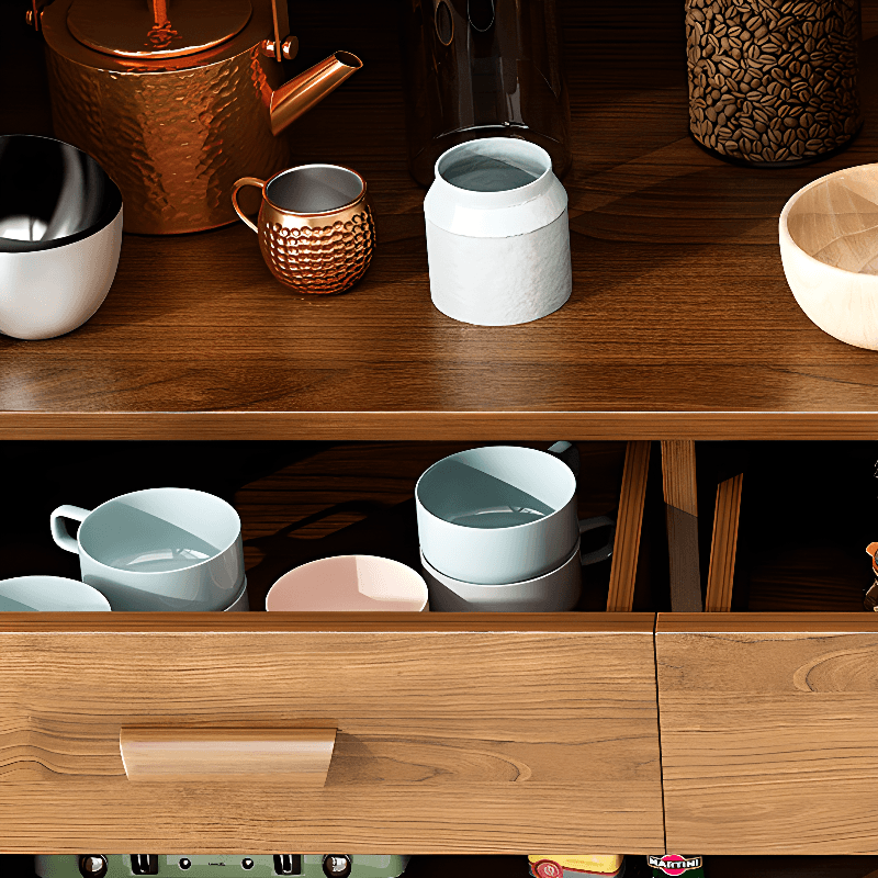 Trendy Narrow Kitchen Cabinet Base with Multiple Drawers and Doors, 2/3 Interior Shelves, Compartment Storage, and Lumber Countertop - image 15