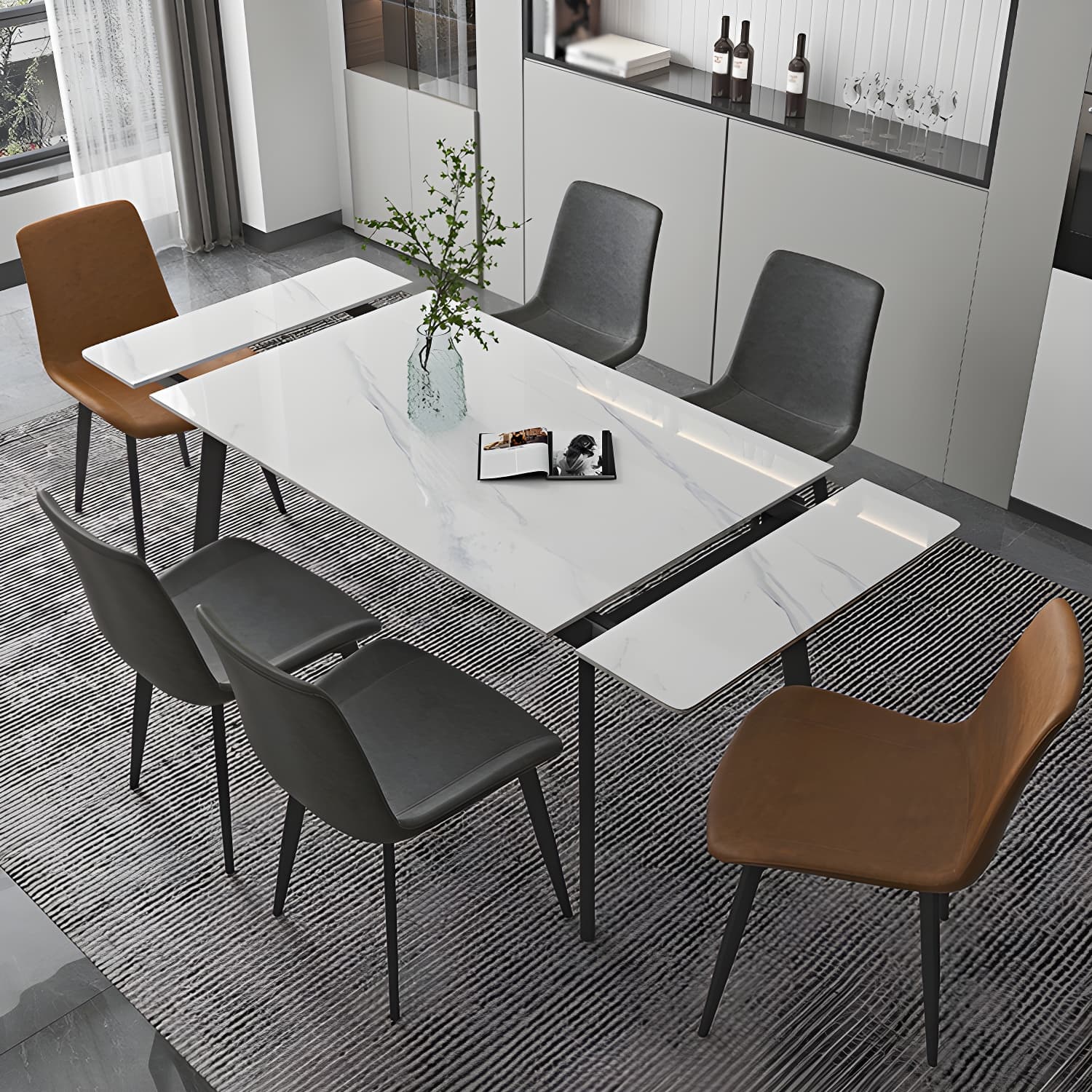 Contemporary 1/4/5/7 Pieces Dining Set Rectangle Dining Table Set with 4 Legs
