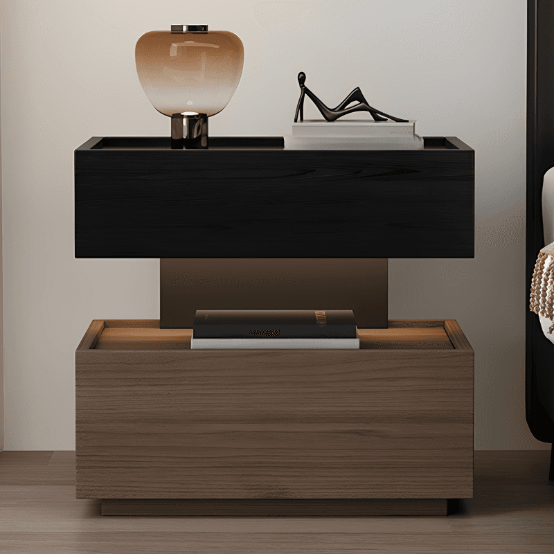 Organic Modern Nightstand With Drawer Organization Featuring 2 Drawers, 1 Shelf, and Real Wood Countertop - image 11
