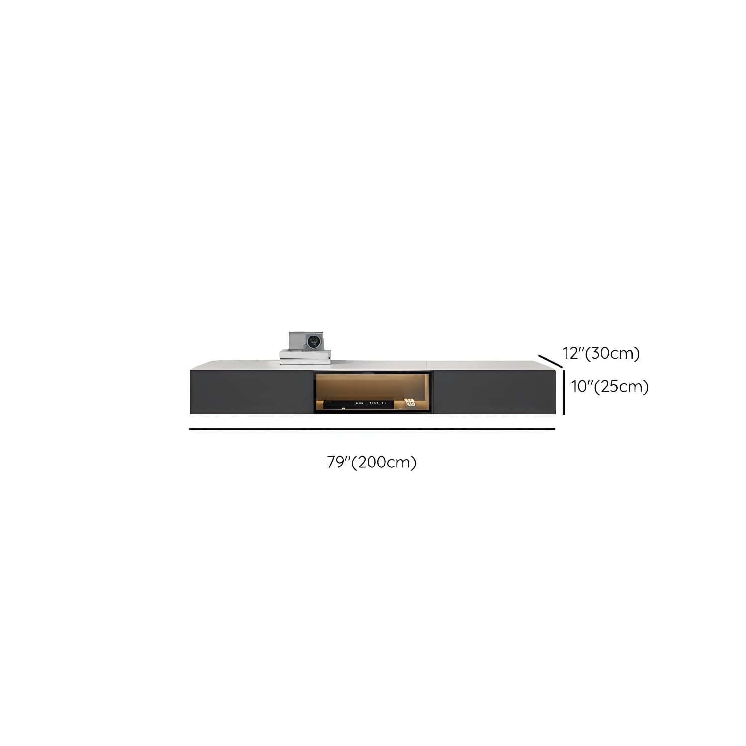 Modern Wall-mounted TV Media Stand Slate Top Wood Frame with Storage - image 13
