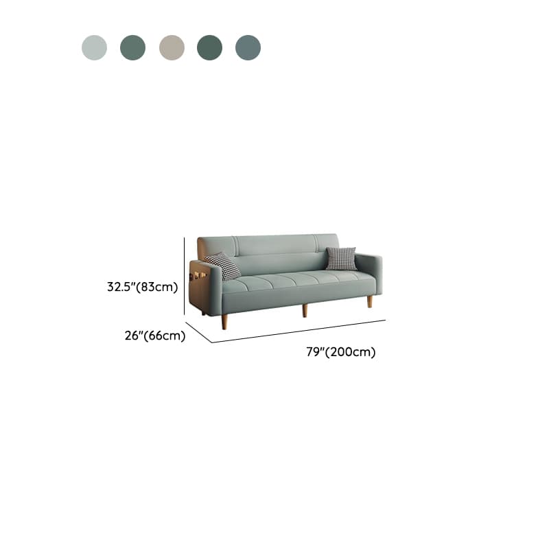 Trendy Scratch-immune Convertible Sofa in Light Gray/Light Blue/Olive Green with Arm, 4-seater/2 People/Seats 3, Receptacle Storage, and 2 Pillows - image 11