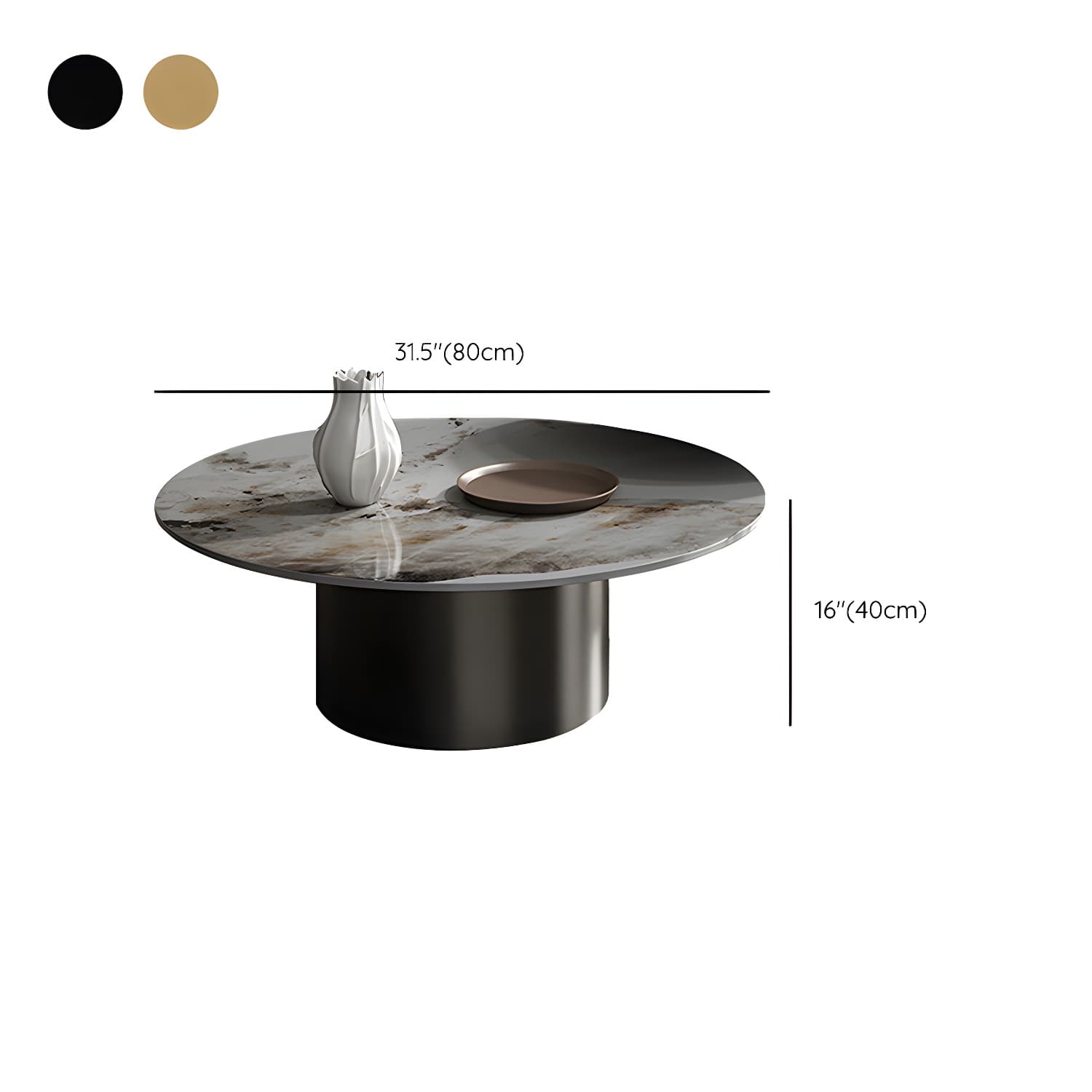 Slate Coffee Table Round Nesting Coffee Table Set with Pedestal Legs - image 13
