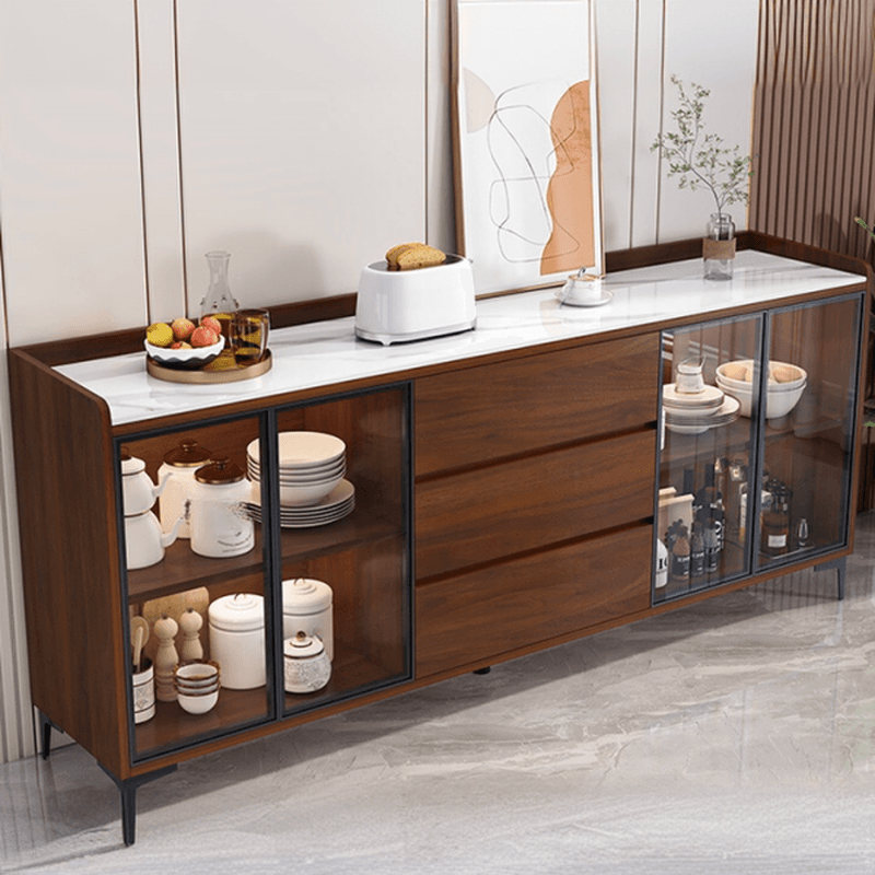 Standard/Narrow/Wide Oven Cabinet with 3 Drawers, Cupboard, Cabinets Storage, Sintered Stone Countertop, Glass-panel Door, and Flexible Shelf - image 9