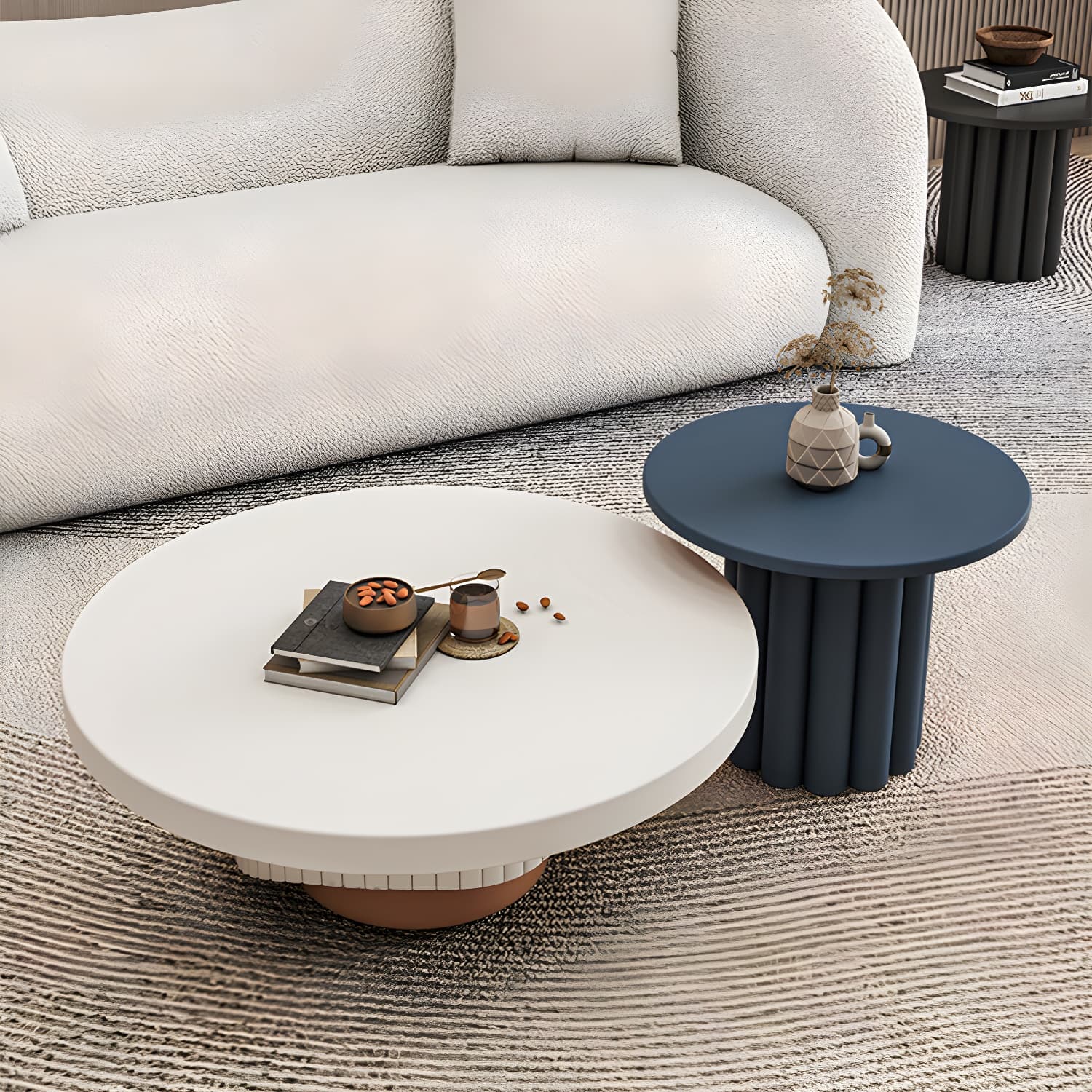 Pedestal Round Coffee Table Set Modern Minimalist Cocktail Table - image 18