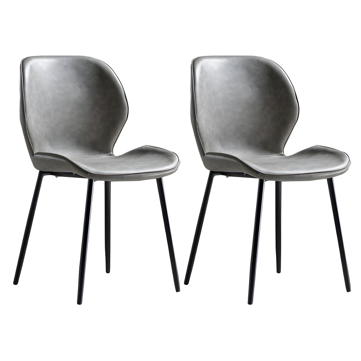 Scandinavian Leather Home Side Chair Matte Finish Wingback Dining Chair (Set of 2) - image 7
