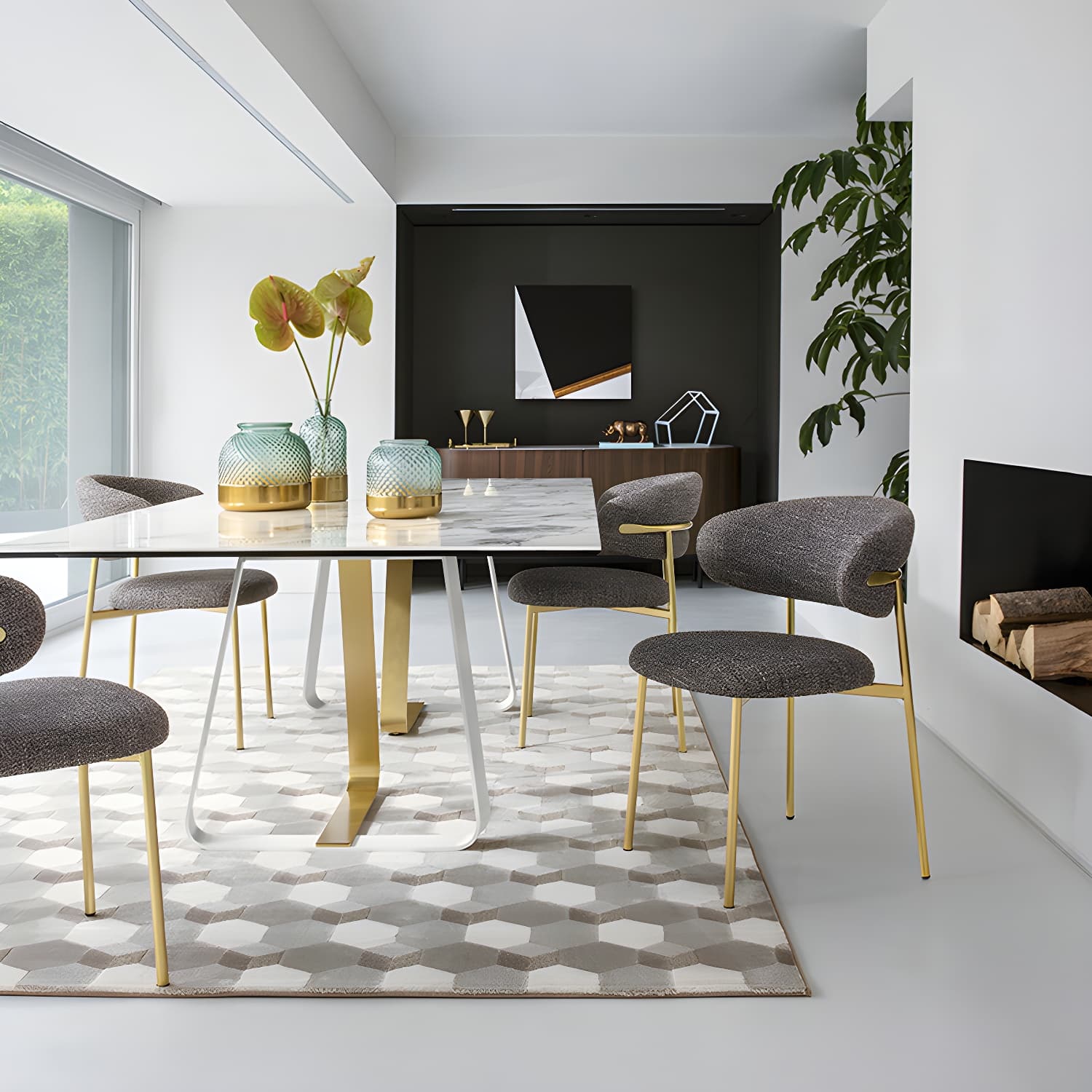 Restaurant Scandinavian Upholstered Side Chair Matte Finish Open Back Dining Chair - image 16