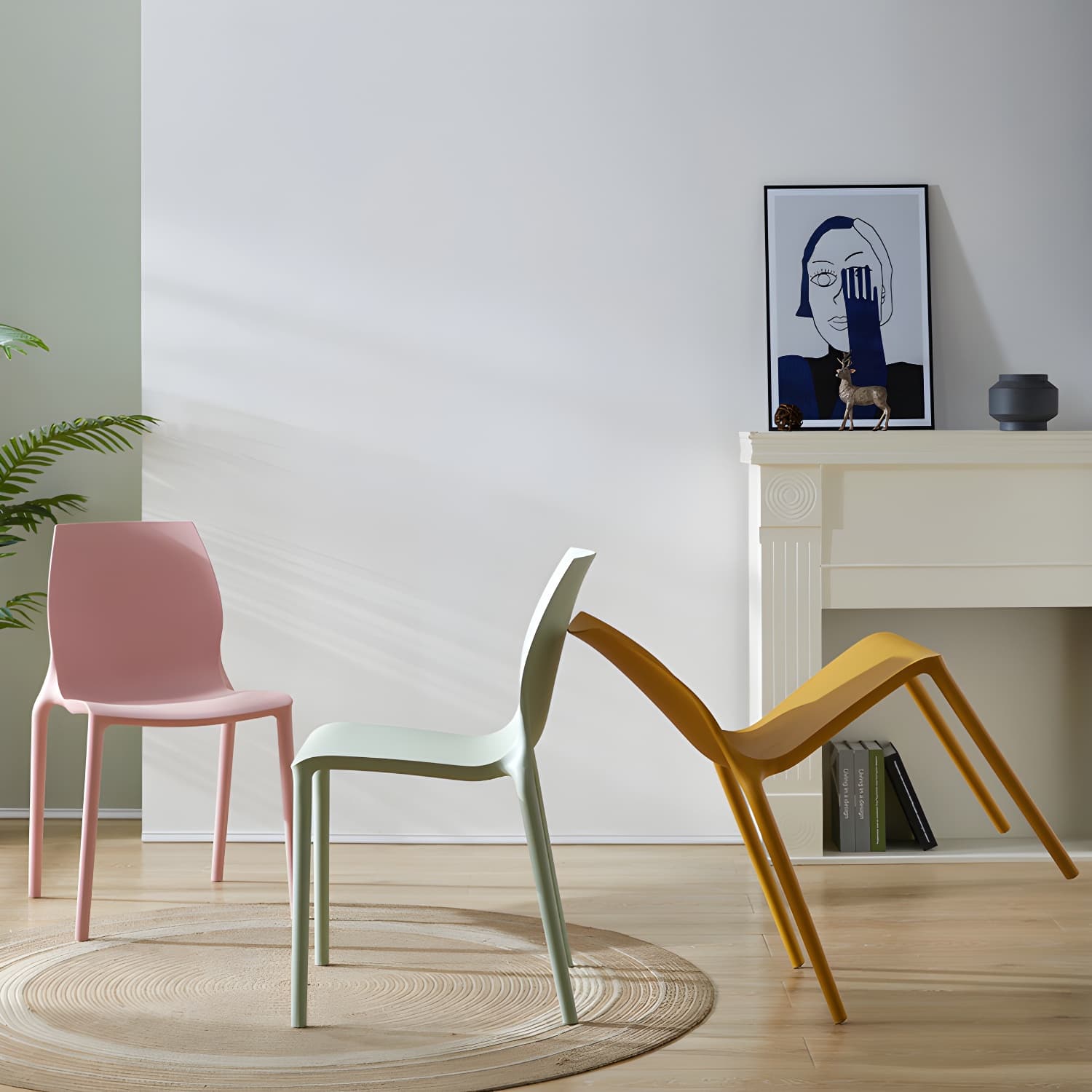 Contemporary Plastic Dining Room Chair Multicolor Stackable Side Chair - image 17