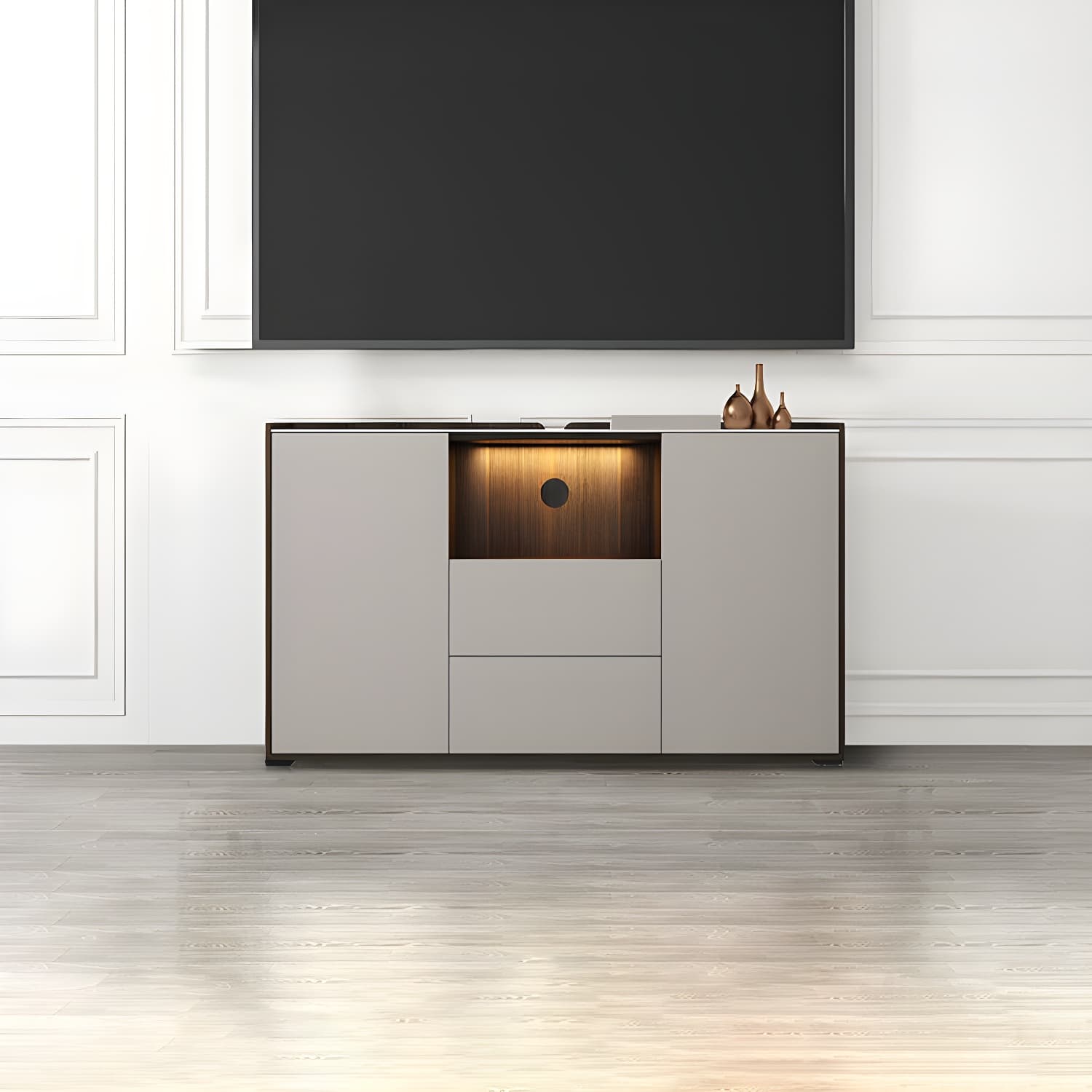 Contemporary Style Stone TV Stand 2 Doors and 2 Drawers TV Cabinet - image 3