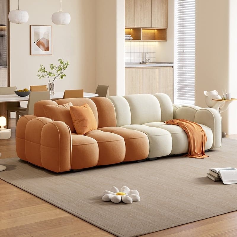 Standard Sofa in Rose/Off-White/Amber Color Flannel with Armrest - image 5