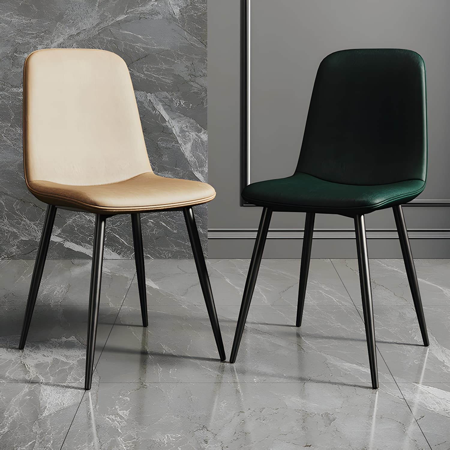 Faux Leather Dining Side Chair with Metal Frame and Low Back - image 11