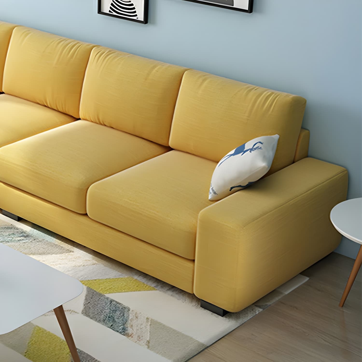 Scandinavian Wood Frame Straight Sofa with Cushion Back and Slipcover in 3 Piece Set - image 25