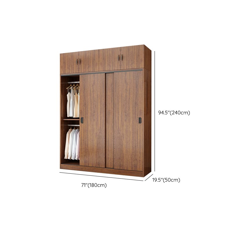 Modern Wooden Wardrobe Armoire with 3 Clothing Rods and Interior Shelves - image 32