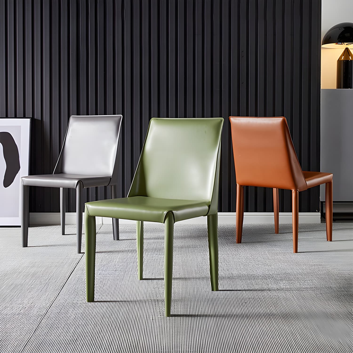 Designer Style Restaurant Saddle Leather Side Chair Matte Finish Parsons Dining Chair - image 23