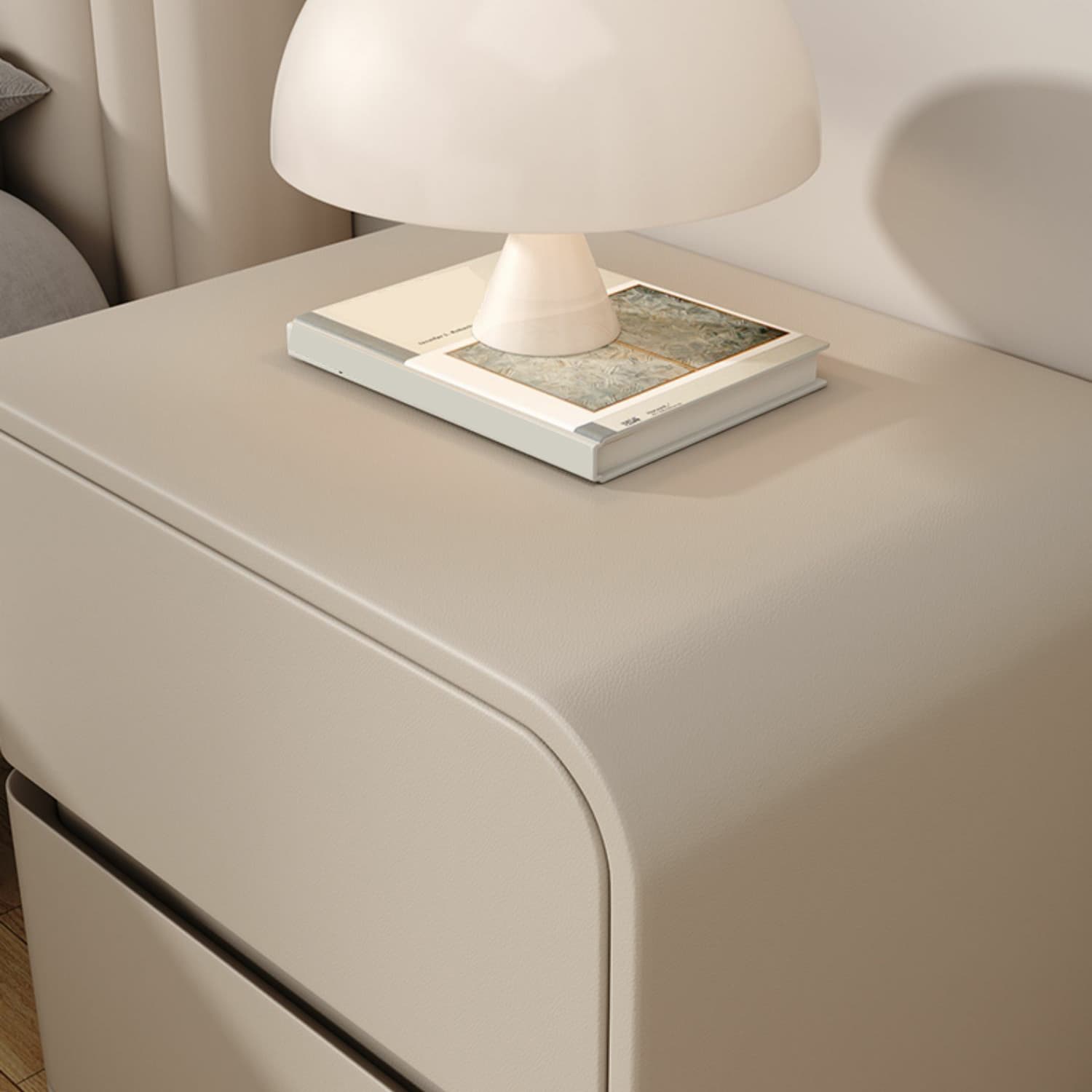 Rounded Corners Nightstands Solid Wood with Silent Buffer Guide Rail - image 10