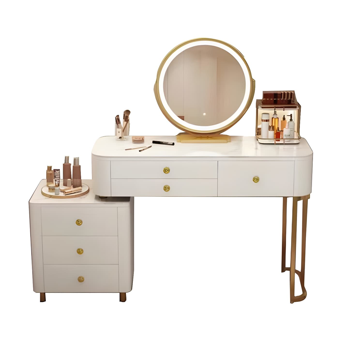 Modern Stone Top Vanity Dressing Table with 6 Drawers for Bedroom - image 5