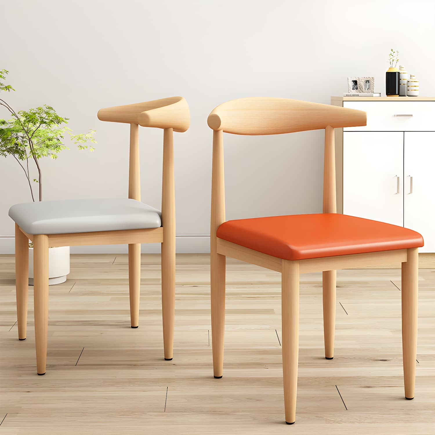 Modern Kitchen Dining Chairs Open Back Dining Chair with Metal Base - image 18
