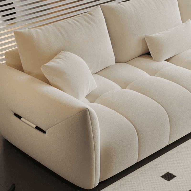Modish Solid Color Scratch-durable Standard Sofa in Midnight Black/Mocha/Off-White, Seats 3 with 3 Pillows - image 13