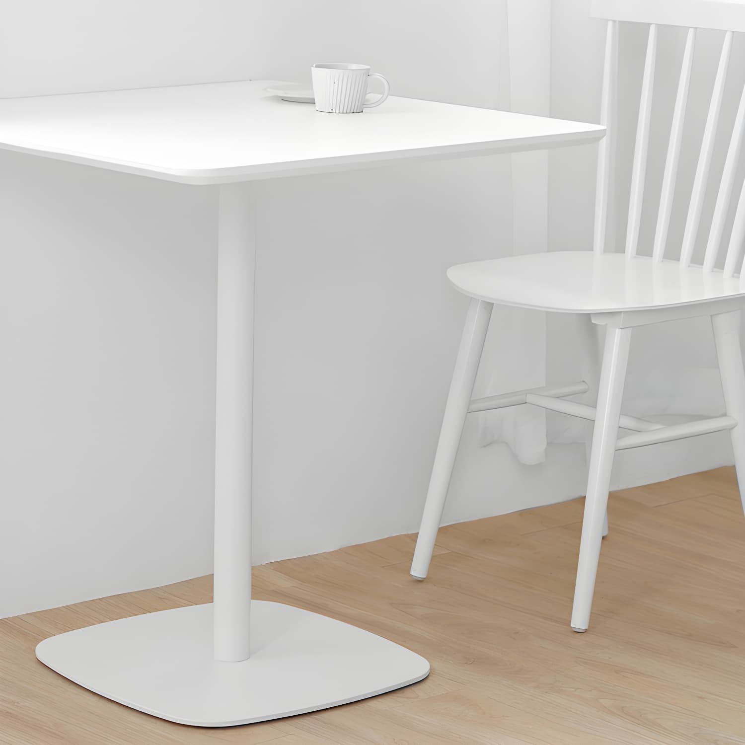 Metal Industrial Square Dining Table Solid Wood Top Table with Pedestal Base - image 16