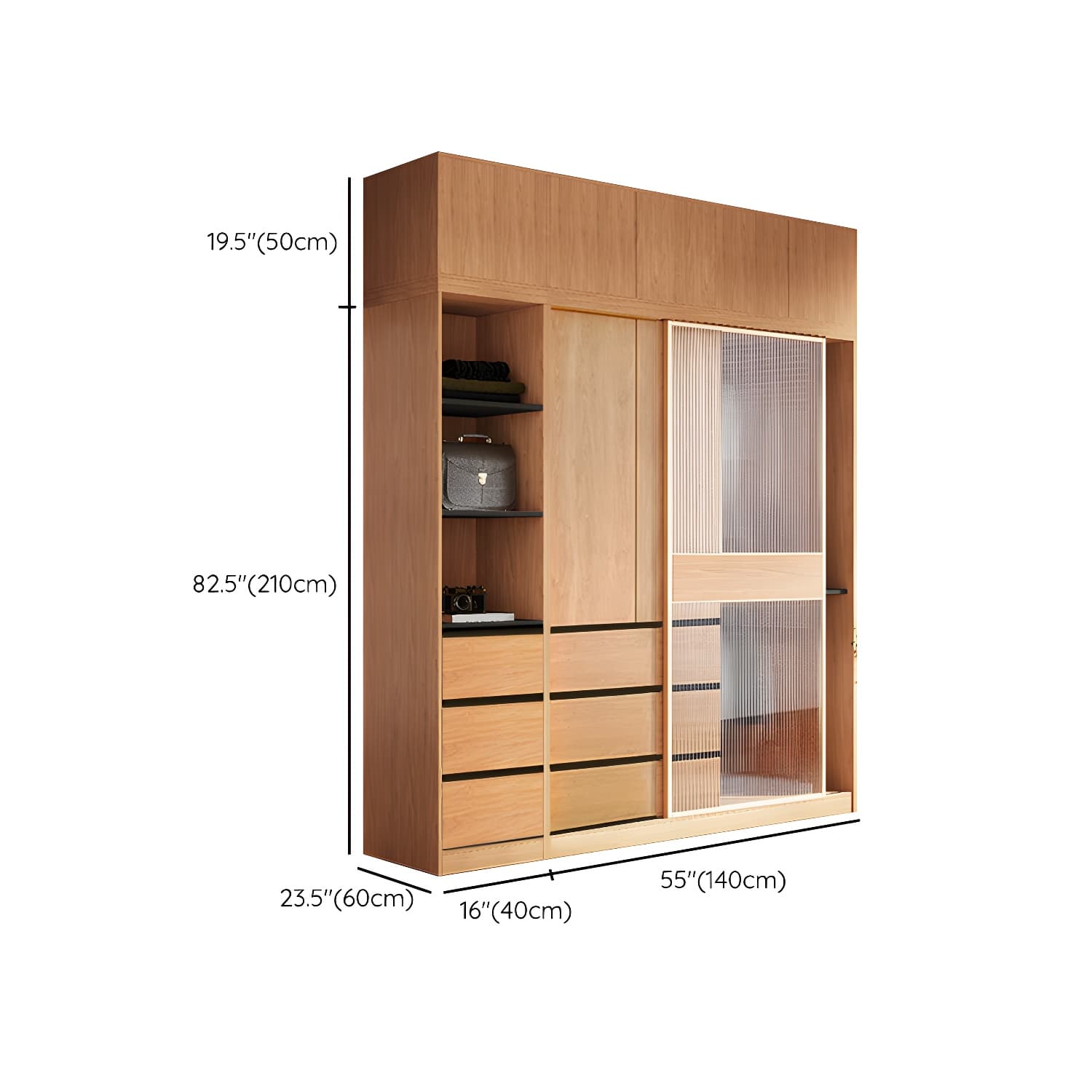 Engineered Wood Wardrobe Armoire with Drawer Modern Wardrobe Closet - image 28