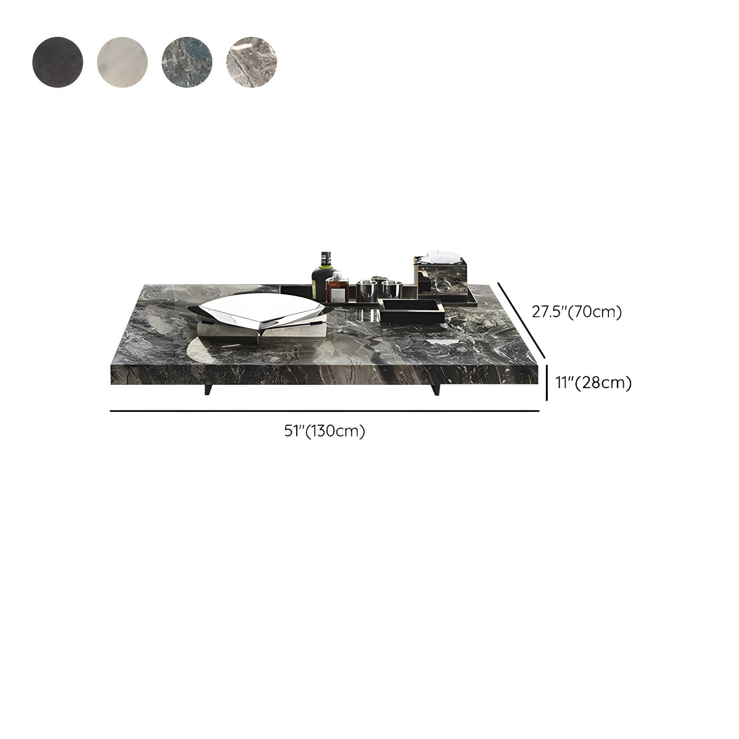 No Distressing Coffee Table Pedestal Faux Marble Square Cocktail Table - image 12