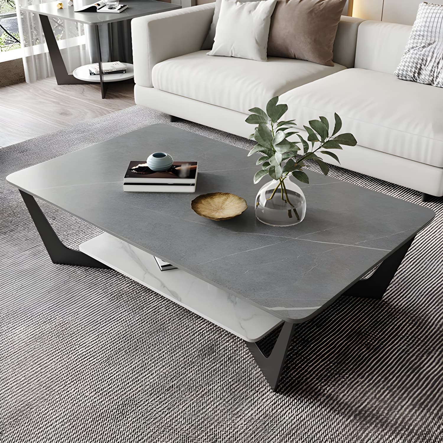 Slate Rectangular Coffee Table Minimalist Modern Coffee Table - image 7