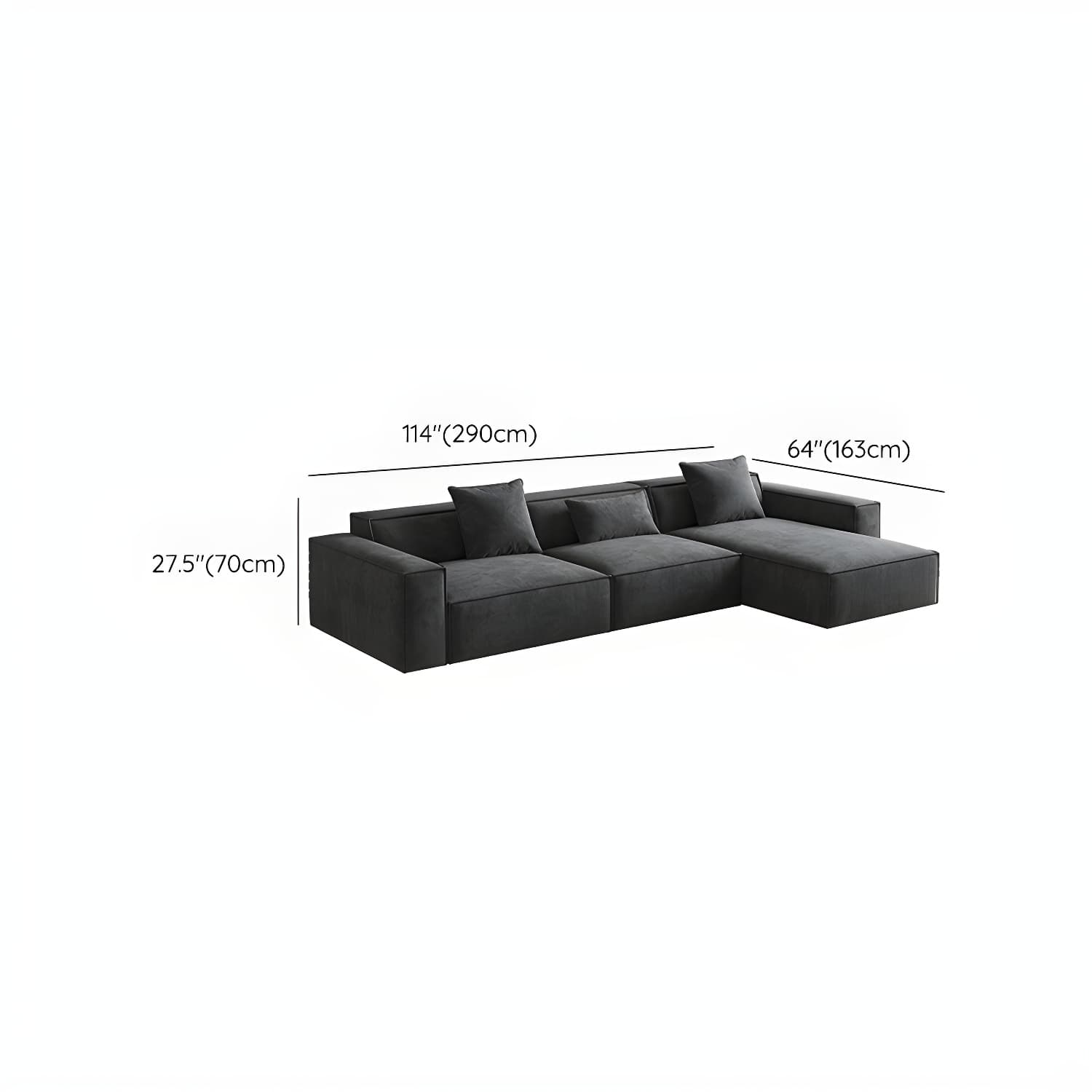 Modern Gray Square Arm Sectional Sofa Upholstered in Polyester Blend - image 22