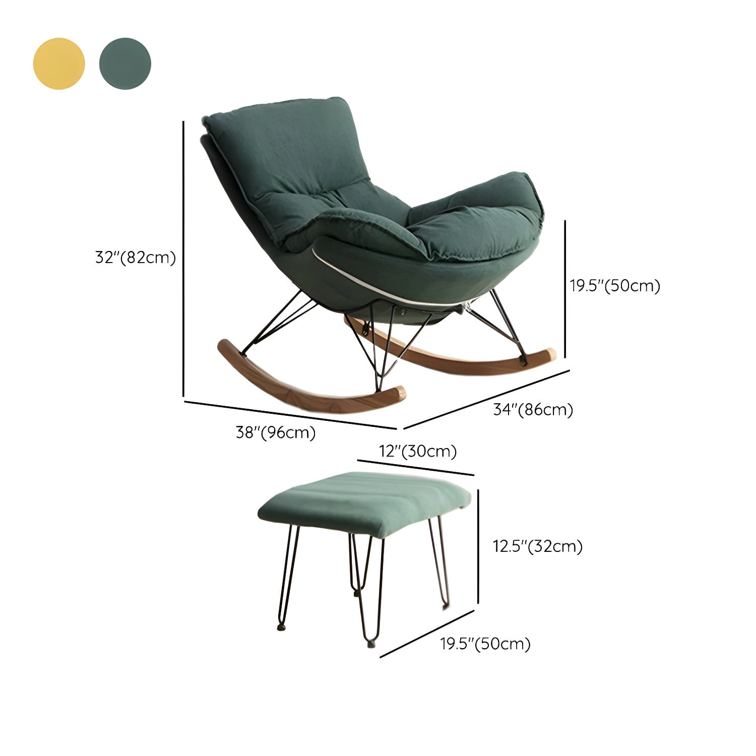 Modern Rocking Chair with Ottomans - Metal Frame, Removable Cushions, and Armless Design - image 19