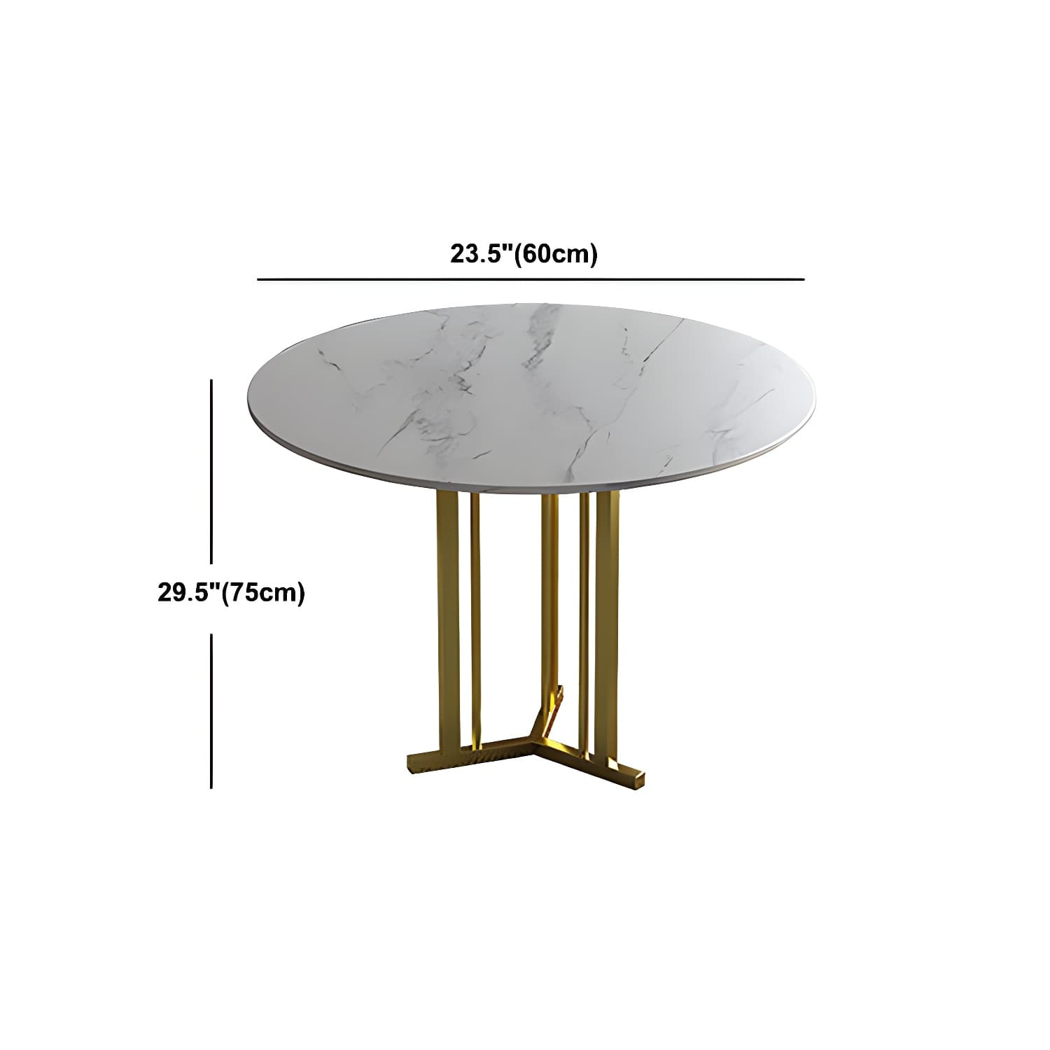Stone Top Dining Table Contemporary Dining Table with Gold Pedestal Base - image 13