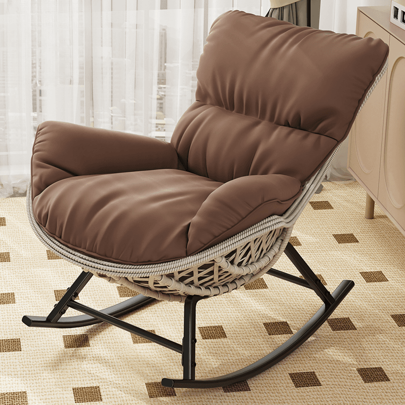Trendy Upholstered Rocking Chair with Plush Cushioning