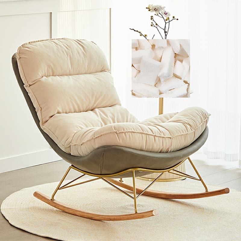 Trendy Faux Leather Upholstered Rocking Chair Couch with Footstool , Spindle Back and Resistant To Dirt
