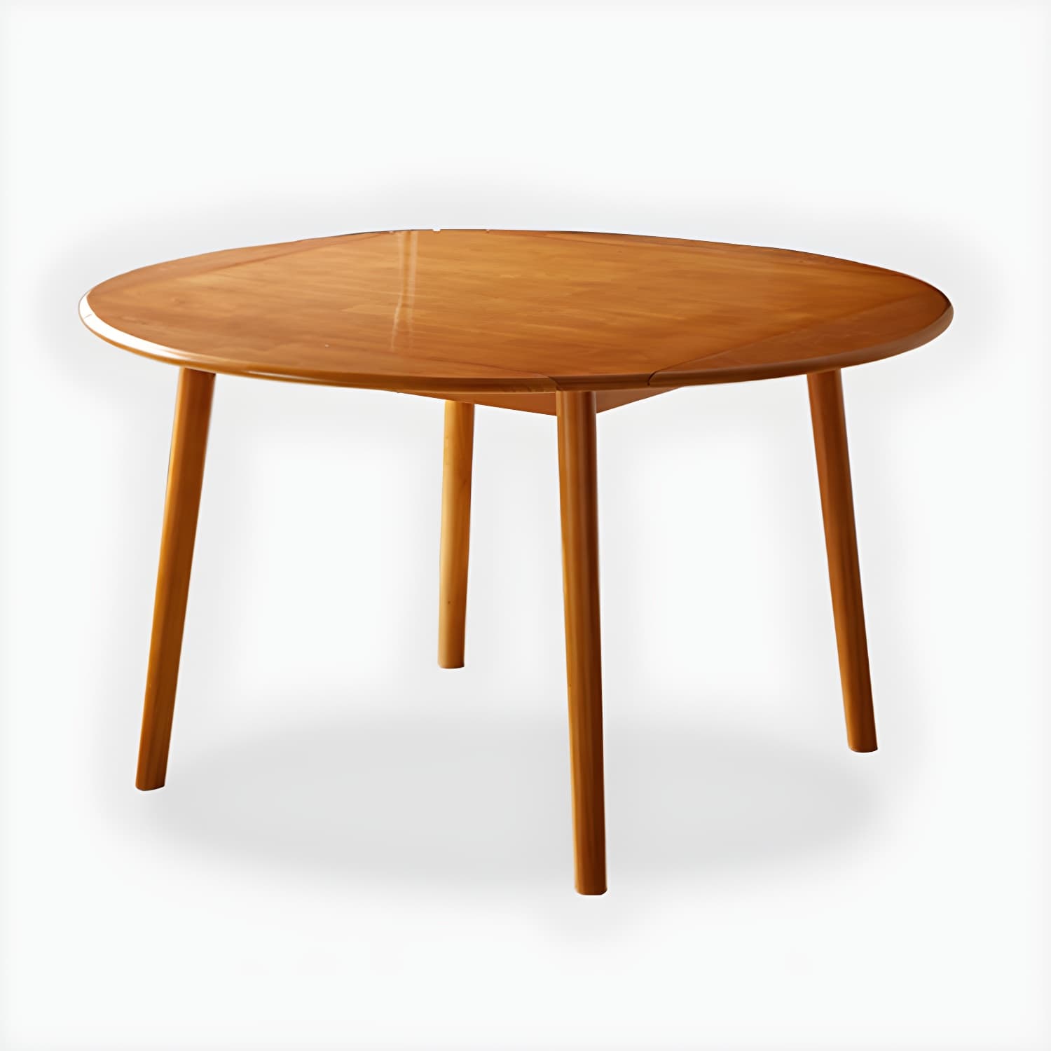 Round Wood Scandinavian Design Dining Table with Self-Storing Leaf and Extension Feature