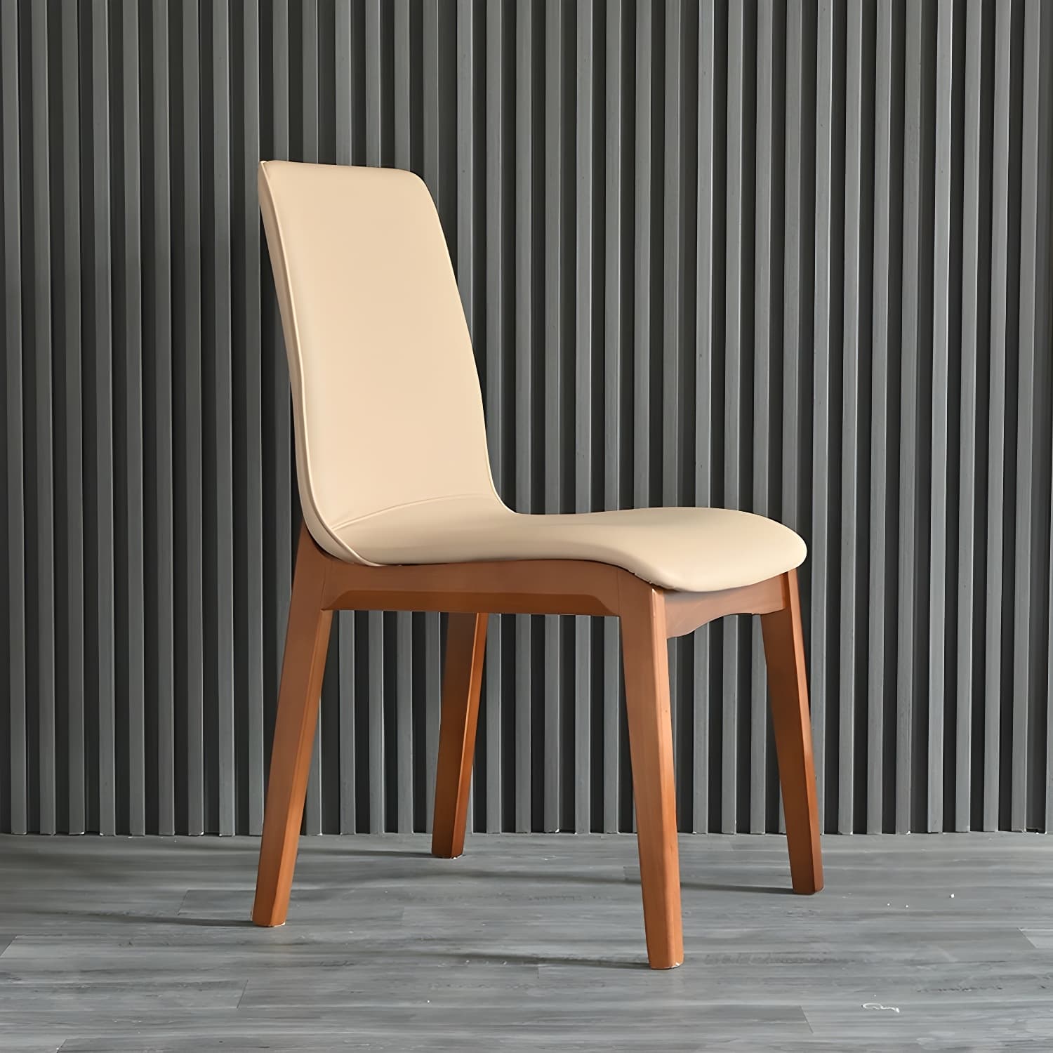 Modern Faux Leather Dining Chair with Solid Wood Legs for Dining Room